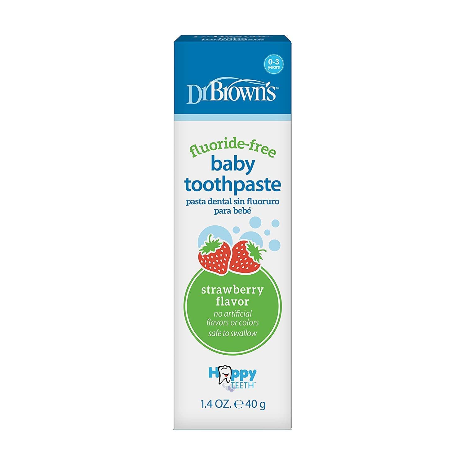 Dr. Brown's Dr. Brown\'s Baby Oral Health Toothpaste, Strawberry Flavor Toddlers And Kids Love, Fluoride Free, 0-3 Years, 1.4Oz