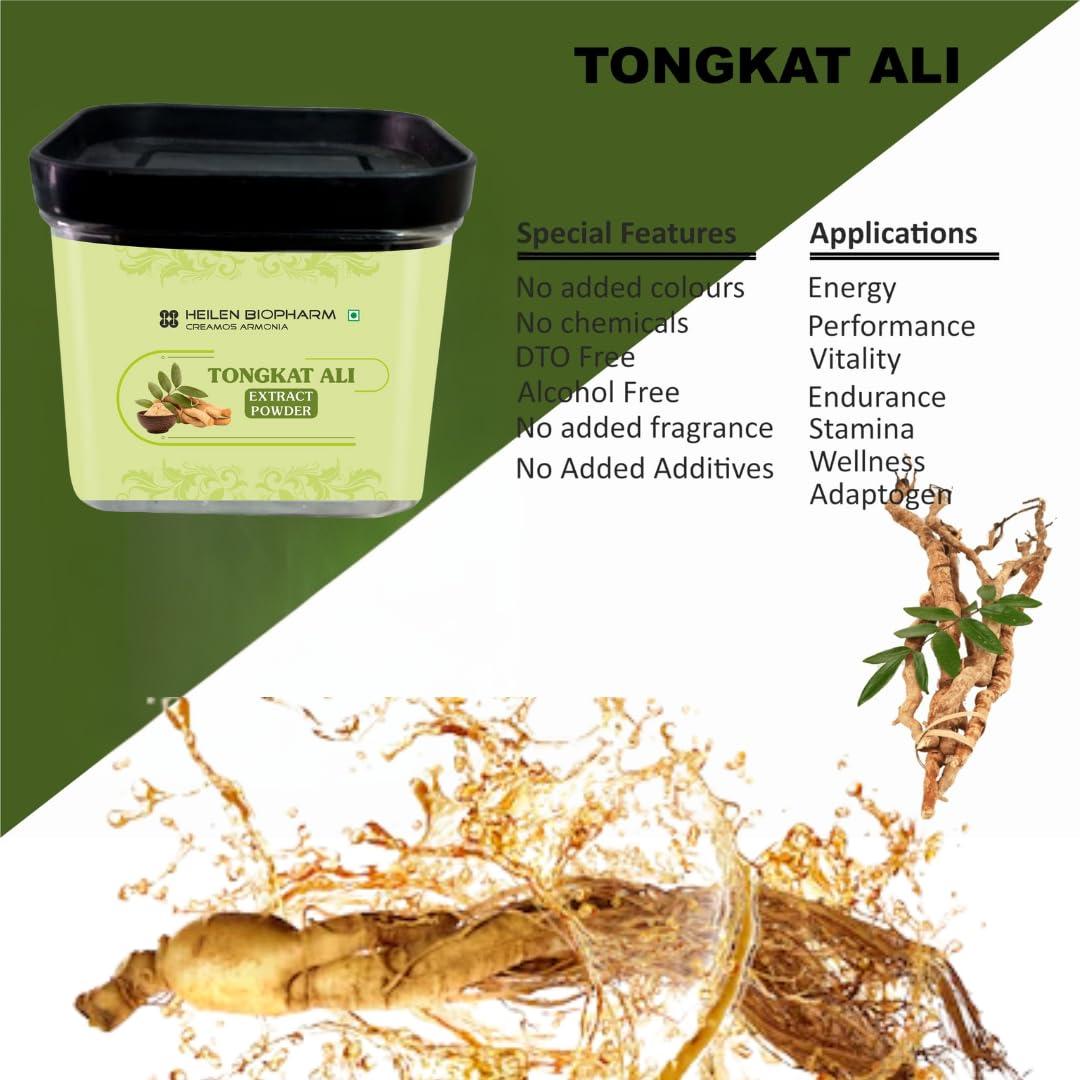HEILEN BIOPHARM Heilen Biopharm Long Jack Tongkat Ali Root Extract Powder 100:1 TestoPump with 5% Active Eurycomanone For Stamina & Energy Boost - 50 g
