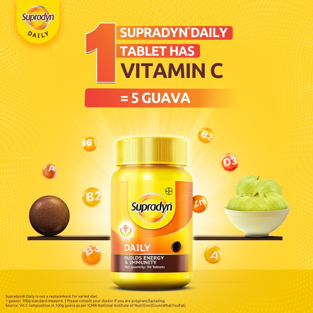Supradyn Supradyn Daily India\'s No.1 Multivitamin (90 tablets) with Vitamin D, Vitamin B12, Vitamin C, Vitamin E, Vitamin A, Zinc, Magnesium for Daily Energy & Immunity for Men & Women