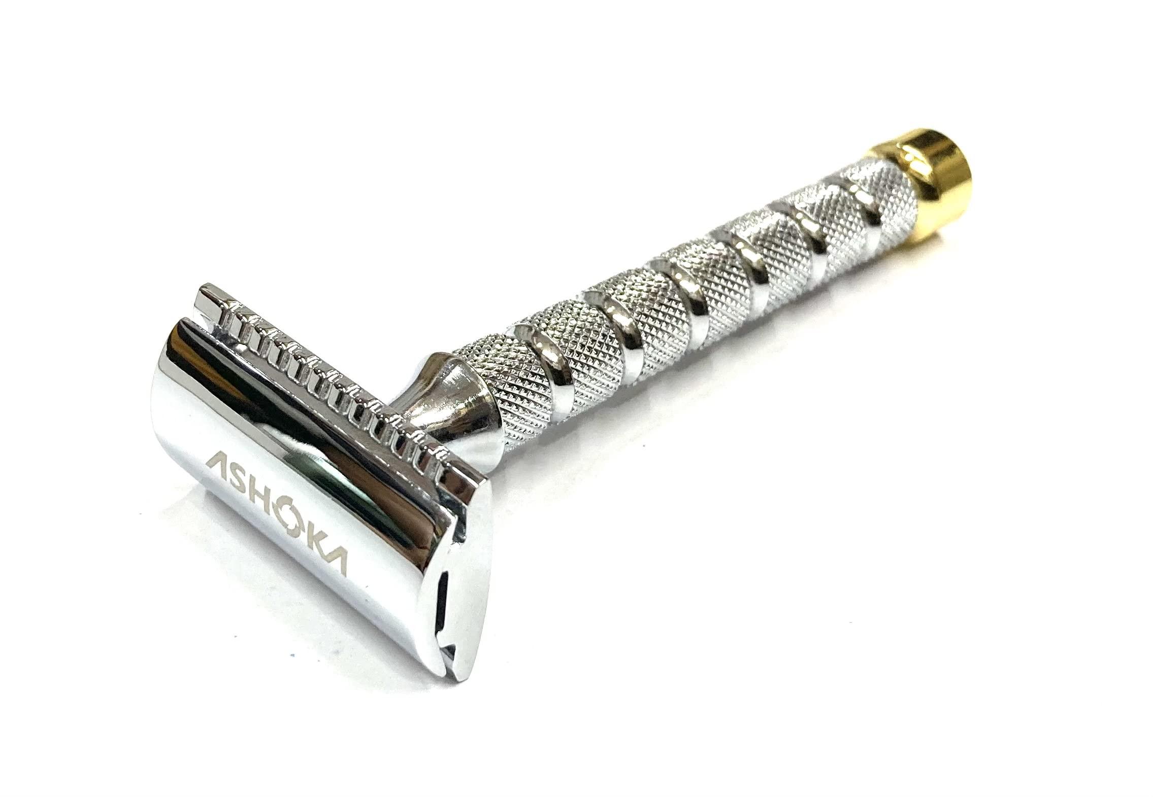 Ashoka Ashoka Double Edge Brass Safety Razor A-9001 (Close Comb) + 10 SS Blades|Shaving Razor|Rust Proof|Gift For Men