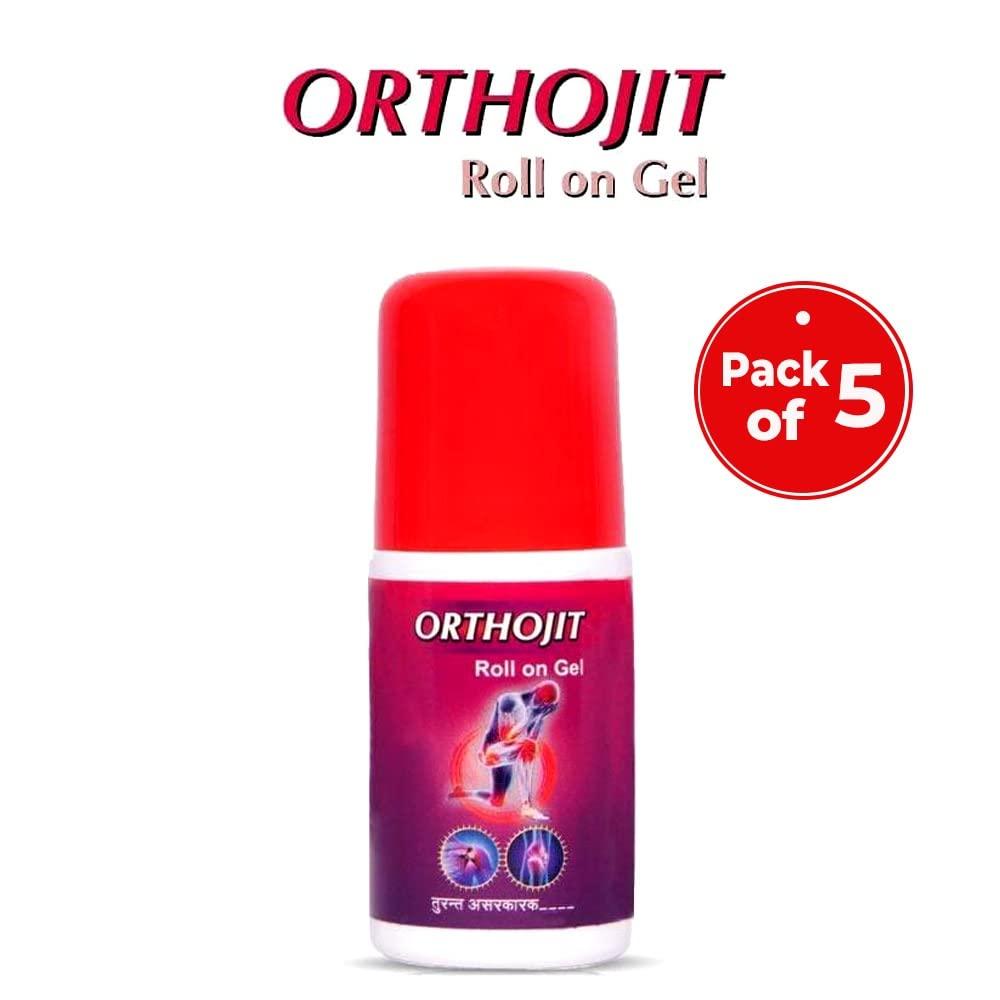 Generic Orthojit Roll on Gel Oil for Back, Knee, Legs, Neck, Shoulder, Joint and Muscle Pain | Pure Ayurvedic Pain Relief Oil Roll on - 50 ml (Pack of 5)