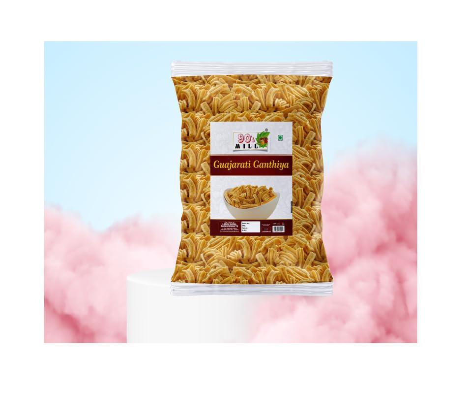 90\'s MILL 90\'s MILL Virakshetra Gujarati Makhania Gathia | Special Besan Ajwain Sticks | Made In Groundnut Oil Anytime Healthy Snack | No Added Artificial Flavouring | Party Snack-1Kg*6Pack