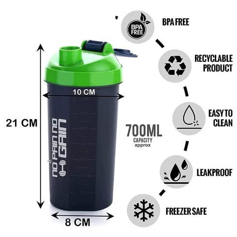 SAVE SAVE™ Gym Protein Shaker Bottle with Free Speed Skipping Rope | Whey Protein and Mass Gainer Shaker Blender with Mixer Ball (700 ML)