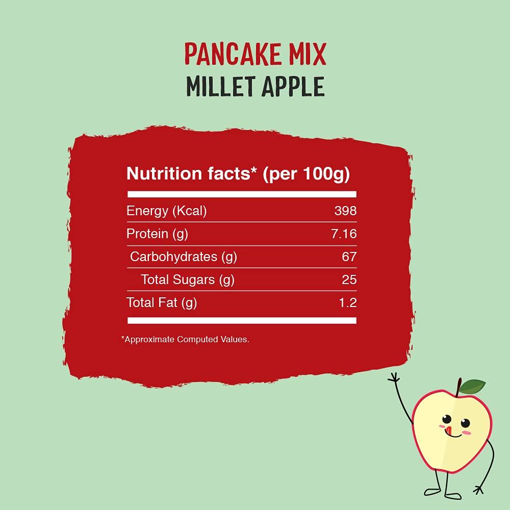 Timios Timios Organic No Maida Millet Pancake Mix-Apple with Cocoa|Made with Whole Grains, Jaggery and Sprouted Nutrition| Instant and Healthy Breakfast,300gm