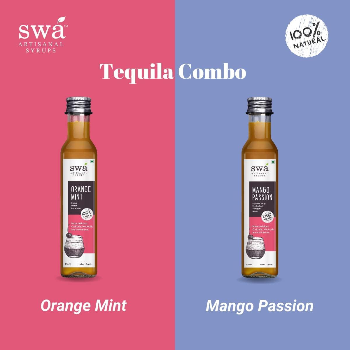 Swa Artisanal Syrups Swa Artisanal Syrups - Tequila Cocktail Mixer Combo, 100% Natural, Makes 24-30 Drinks - Pack of 2 Syrups (250ml x 2)