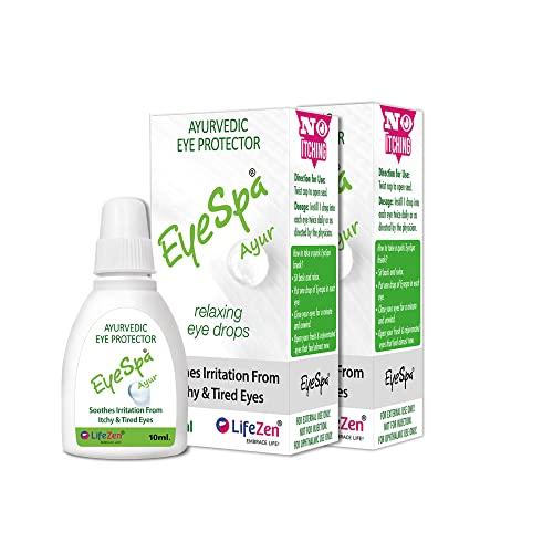 Eyespa EyeSpa Ayur - Ayurvedic Eye Drop | Relieves Dryness, Redness, Itching, Cooling | daily-use Eye Drop with Triphala, Rose water, Bhringaraj, Honey | 10ML (Pack of 2)