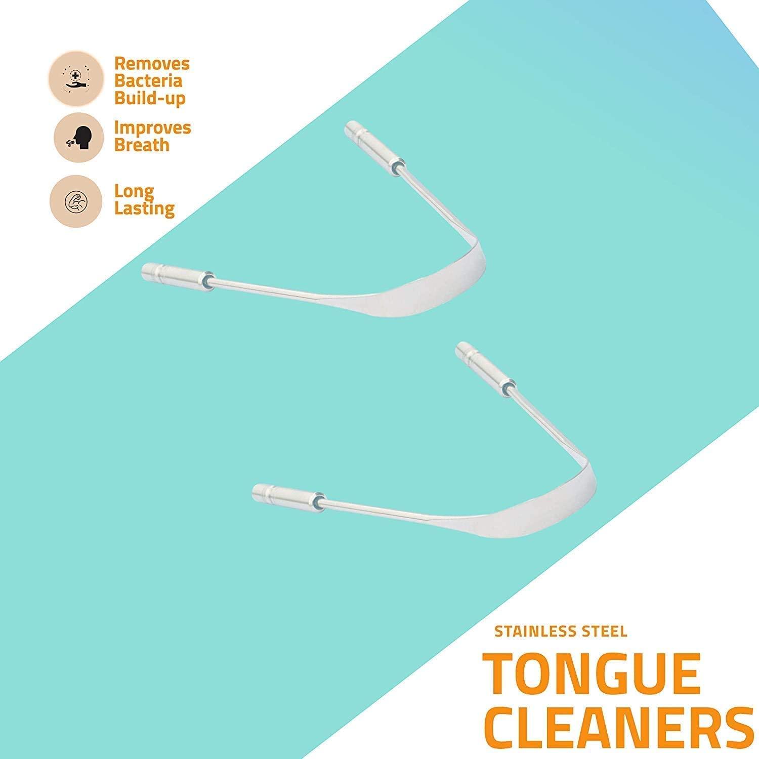 OVEERA OVEERA Steel Tongue Cleaner -Tongue scrapers for adults with Surgical Grade, Non-synthetic Grip, Tongue Cleaners (Pack Of 5)