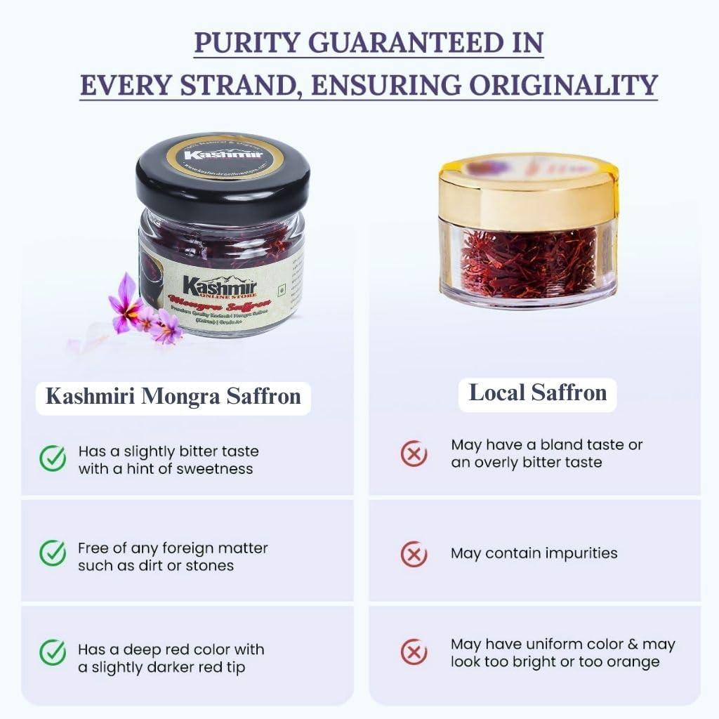 Kashmir ONLINE STORE Kashmir Online Store Pure And Natural Mongra Saffron - Premium Original Quality Kesar Grade A+++ For Pregnancy, Cooking, Face & Skin (1 Gram)