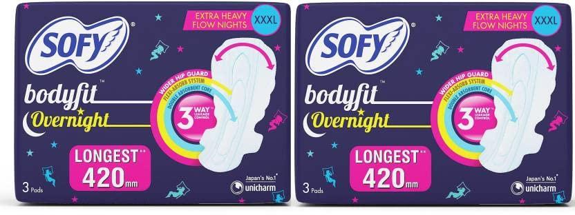 Sofy SOFY bodyfit overnight xxxl 3+3 sanitary pad Sanitary Pad (Pack of 6)