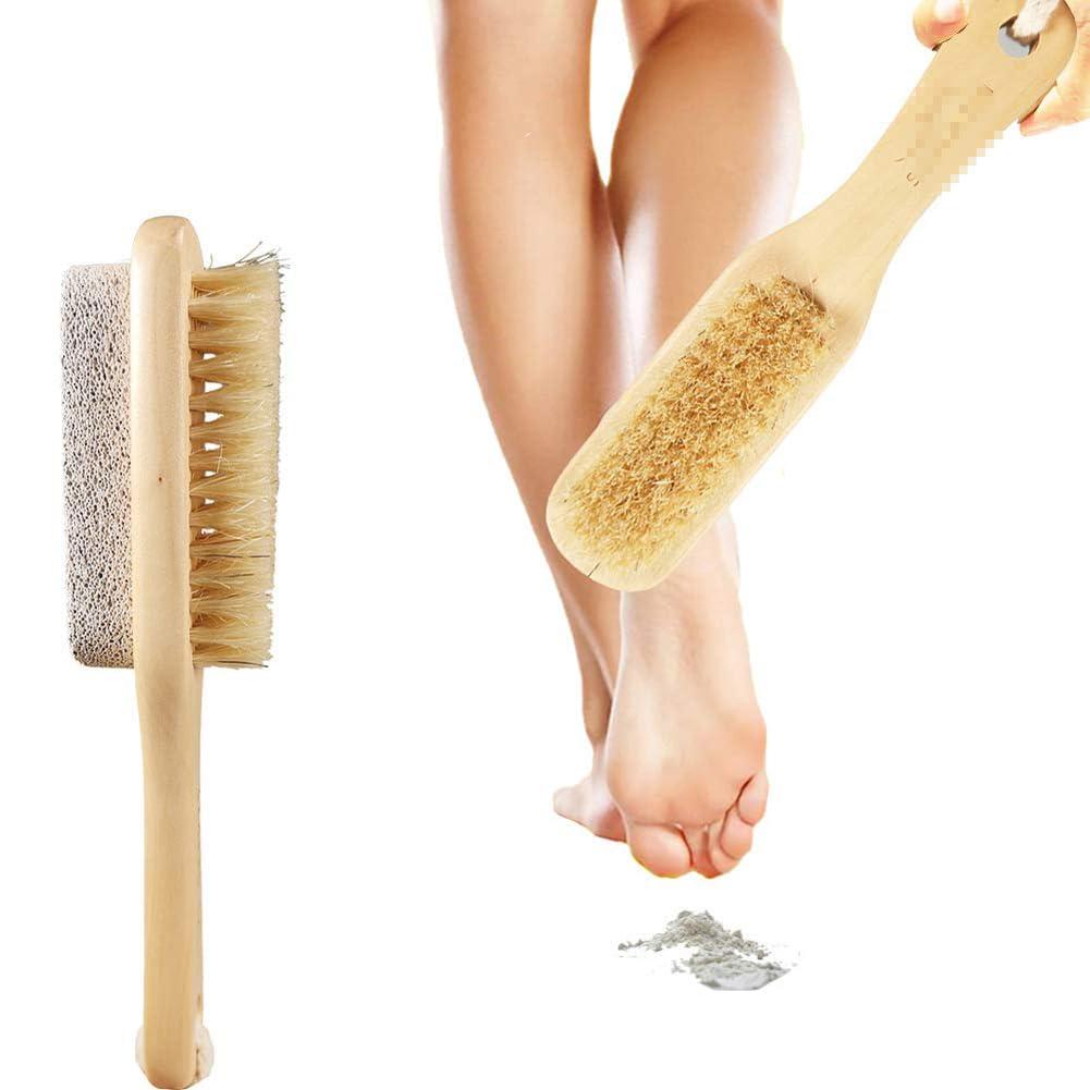 esowemsn 1pc Callus Corn Foot File Remover Pumice Stone Brush Foot Scrubber Exfoliator Double Side with Pumice Stone and Bristle Brush Heel Scraper Pedicure File Removes Dead Skin for Men Women