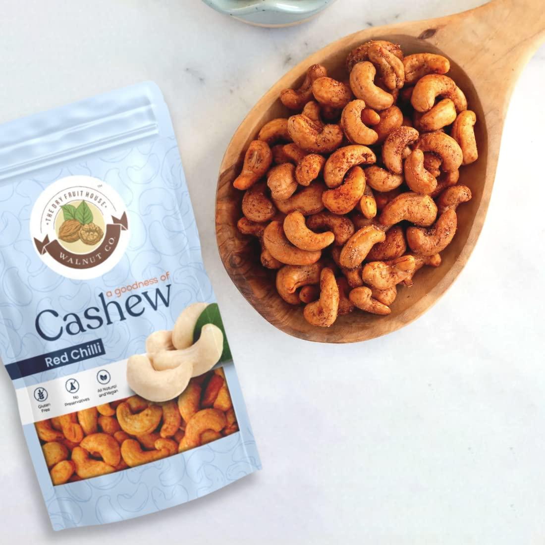WALNUT CO WALNUT CO Roasted Red Chilli Spicy Masala Cashews | Premium Crunchy Kaju | Masala Kaju Roasted | Healthy Bites rich in Protein | Red Chilli Cashew | Masala Kaju Roasted | Masala Cashew Nut (200 Gm)