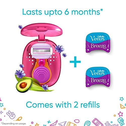 Gillette Venus Gillette Venus Snap Hair Remover for Smooth Skin - Women Razor & Gillette Venus Breeze Hair Removal Razor for Women with Avocado Oils & Body Butter, Freesia Scent, 1 Pc