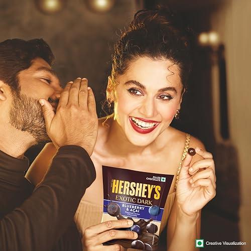 HERSHEY'S HERSHEY\'S Exotic Dark Blueberry & Acai Flavor| Dark Cocoa Rich Chocolates 100 G - Pack of 2 - 200 Gm