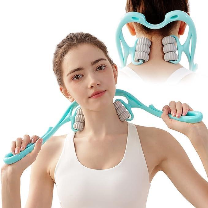 JIGVA Jigva NECK MASSAGER ROLLER 6 Wheel Dual Pressure Point Cervical Neck Massager Pinpoint Roller Neck Spine Massage Tool