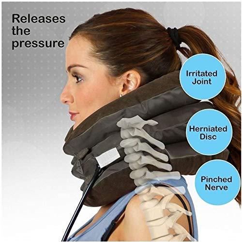 RUDRAYA RUDRAYA Nylon Extreme 3 Layer Cervical Neck Air Traction Device & Collar Brace, Inflatable & Adjustable Neck Stretcher Support, Neck Brace Pillow For Neck Pain Relief For Men & Women (Free Size)
