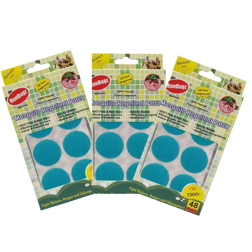 RUNBUGZ RunBugz Mosquito Repellent Patches For Kids - 48 Mosquito Patches - Pack of 3 - Deet-Free - Waterproof - Natural