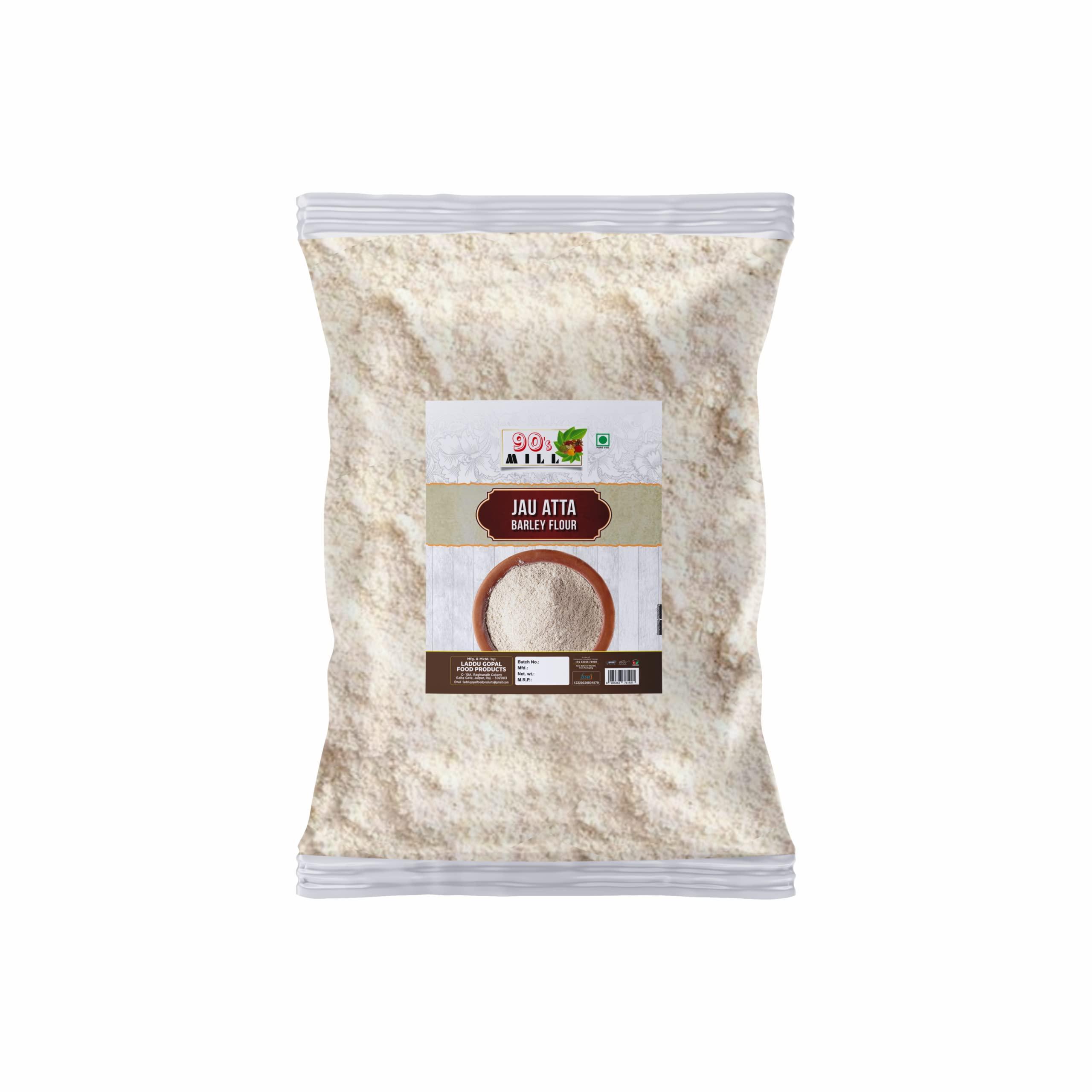 90's MILL Organic Jau Atta| Barley Flour | Joo Ka Atta | With Fibre, Vitamins & Minerals-3980g