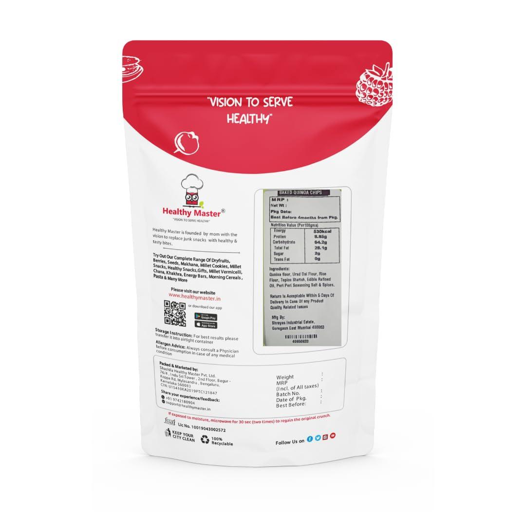 HEALTHY MASTER Vision to serve healthy Healthy Master Baked Quinoa Chips with All Natural Ingredients | High in Fiber | Low in Sodium | Gluten-Free | Vacuum Cooked | Oil-Free (Quinoa Chips, 200g)
