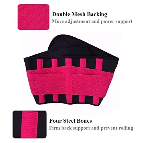 Elebae Elebae Unisex - Neoprene Lumbar Support Belt Work Lumbar Belts Back Brace Back Pain Support Belt for Injury Pain & Fitness Body Shaper and Workout Slimming Belt (PINK, MEDIUM)