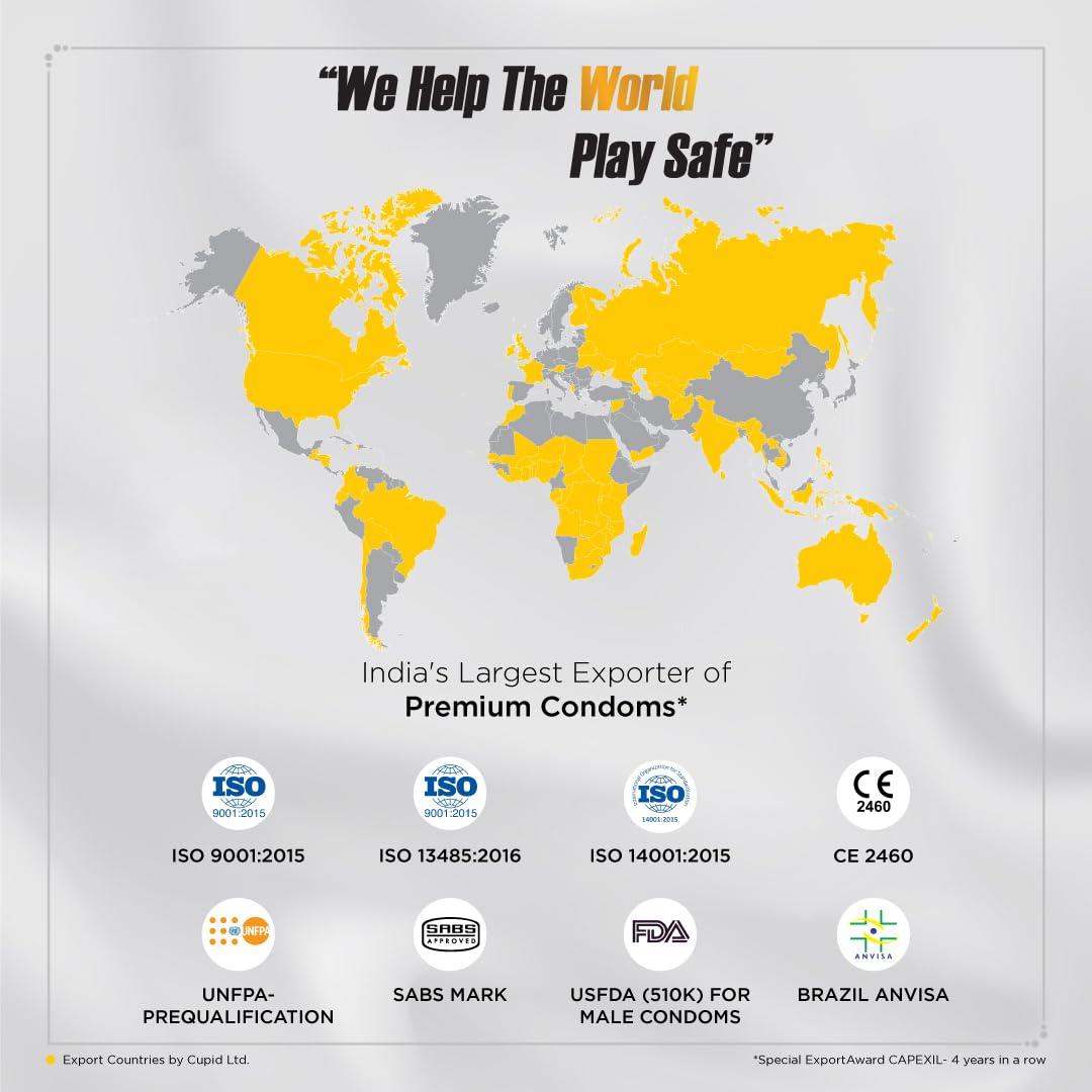 Cupid Limited Cupid Dotted & Flavoured Condoms Mango Flavour (Pack of 5) | Lubricated & Multitextured Condoms | For Her Enhanced Pleasure | Pack of 5, 12 Pcs Each