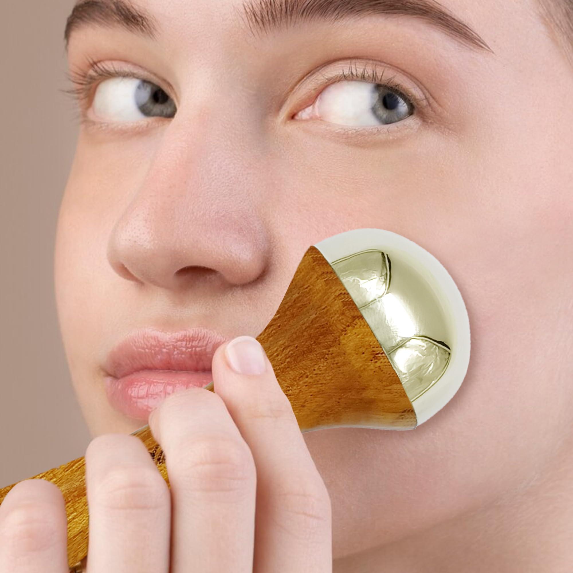 Casaveda Casaveda Double Side Kansa Wand Both Side Bronze Cap Ayurveda Face Yoga Beauty Tool Facial, Neck & Under-eye Massage Toning, Sculpting and Uplifting (Double Dome)