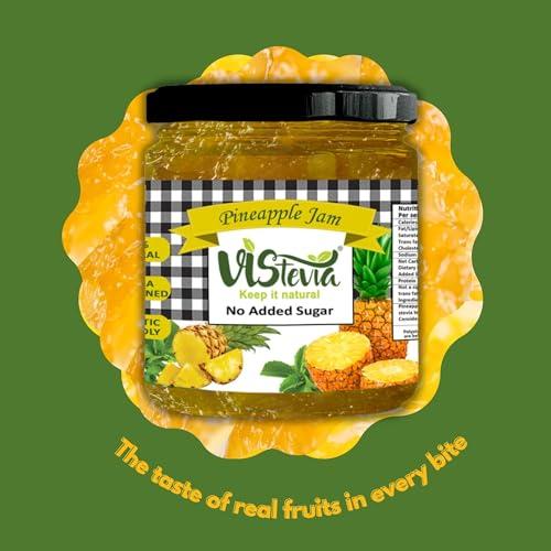VISTEVIA Vistevia Sugar Free Pineapple Jam, Diabetic and Keto Friendly - Sweetened Naturally with Stevia, More Than 60% Pineapple Content - Tastes Delicious - Pack of 1 (220GM)