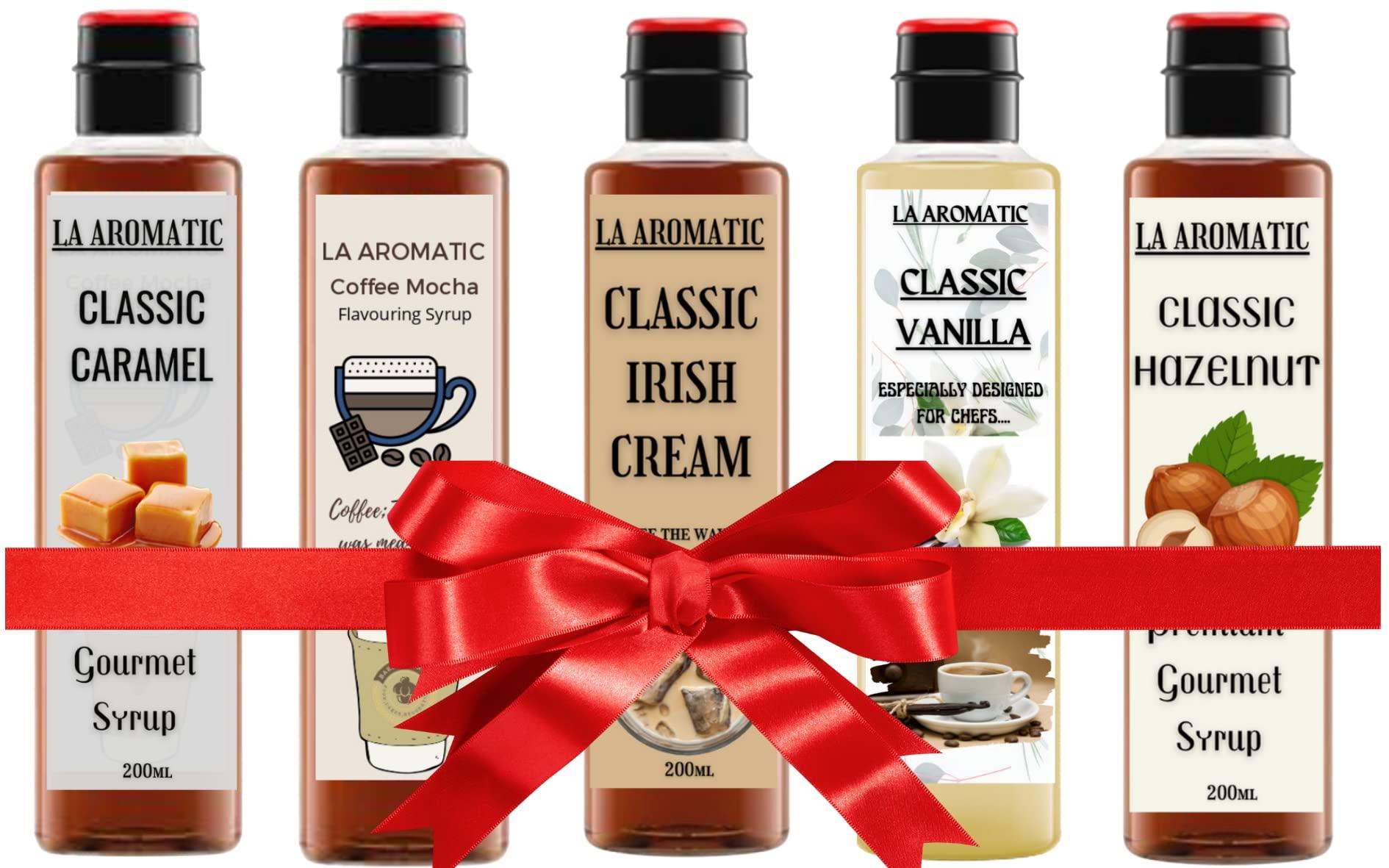Aromatic La Aromatic All Exotic Coffee Syrups Combo of 5 flavours (Hazelnut,Vanilla,Irish Cream,Caramel,Coffee Mocha)-200ml Each