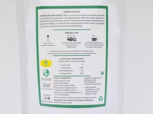 BRONSUNS BRONSUNS Darjeeling Breakfast Tea (200g) | Free Sampler (10g) | Pure Darjeeling Tea | Breakfast Tea| Whole Leaf Tea | Loose Leaf Tea | Flavoury Darjeeling Tea | Darjeeling Long Leaves Black Tea