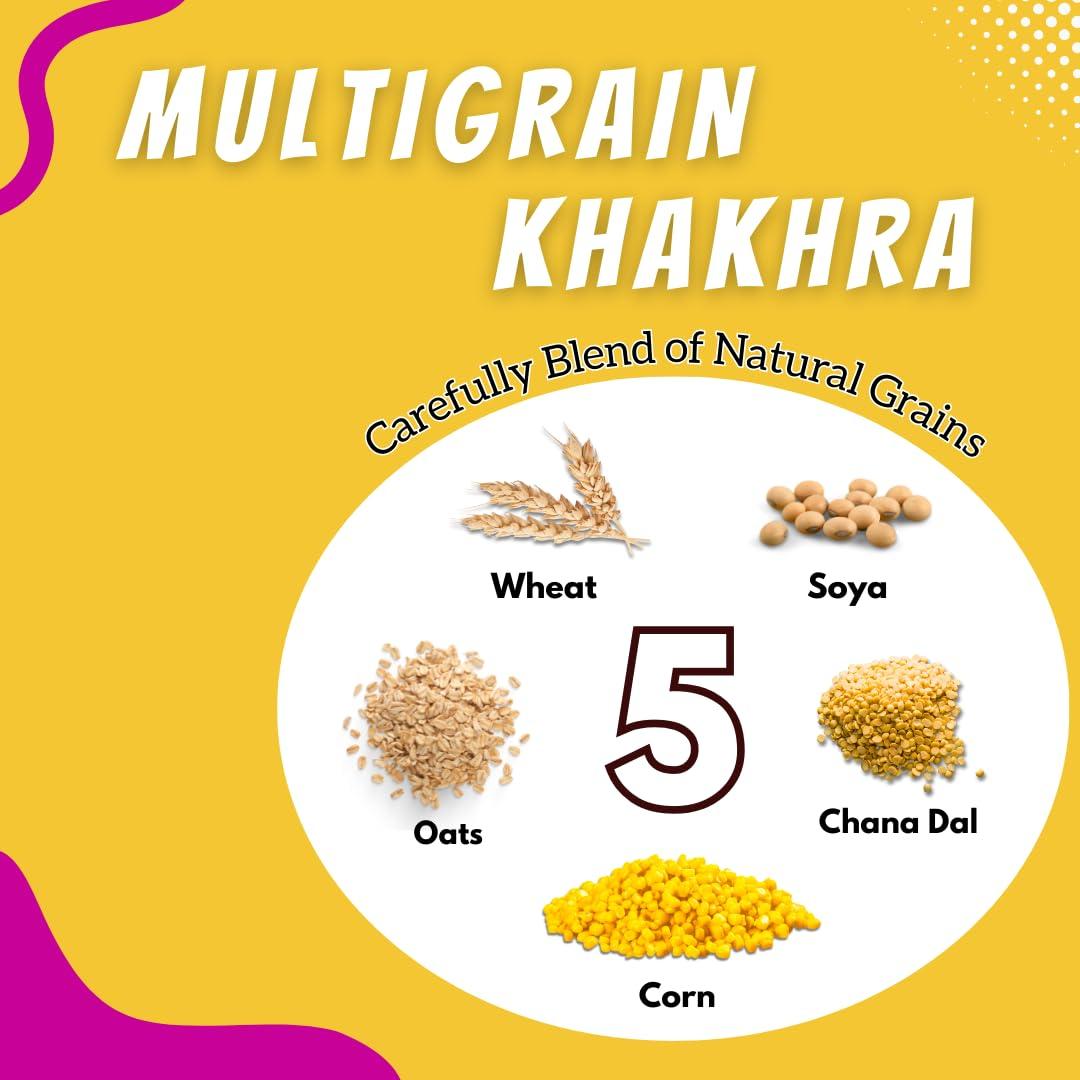 Bit-Kit Bit Kit Multigrain Pudina Chaat Regular Khakhra | 100% Roasted Thins Low-Calorie Tea Time Snacks | High-Fibre Crunchy Diet Khakhra | Cholesterol-free Diet Khakhra - Pack of 4