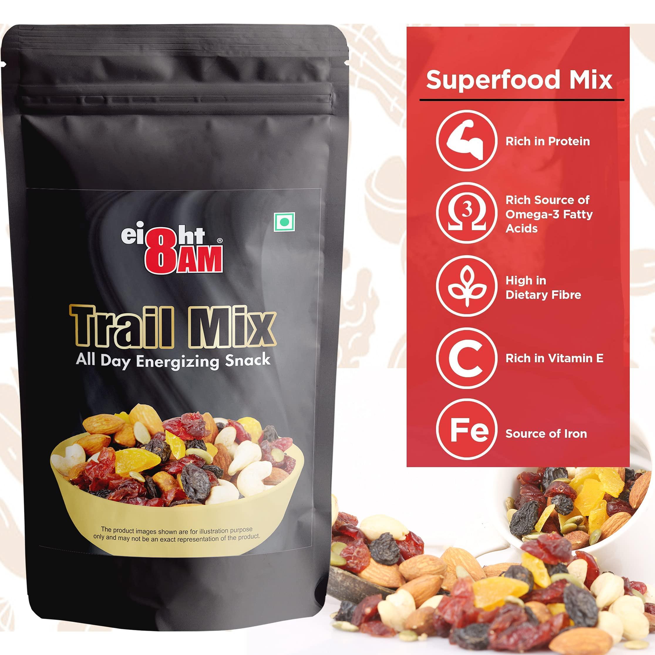 8AM 8AM Trail Mix Dry Fruits & Nuts, 200g(Pack of 2) | Made with Nutritious Ingredient Cranberries, Roasted Cashew, Almonds, Raisin, Pumpkin Seeds | Healthy and Tasty Snack, Rich in Zinc, Potassium, Iron