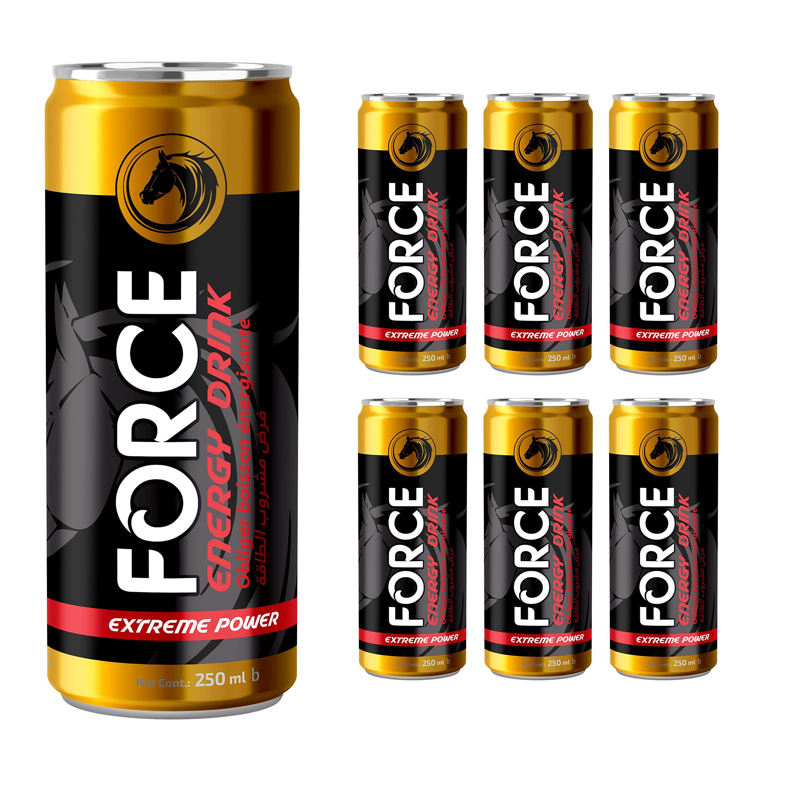 FORCE ENERGY DRINK FORCE ENERGY DRINK | Imported | 75mg caffeine, Vitamin E| Extreme Power | 6 x 250ml ml can | Pack of 6 Cans