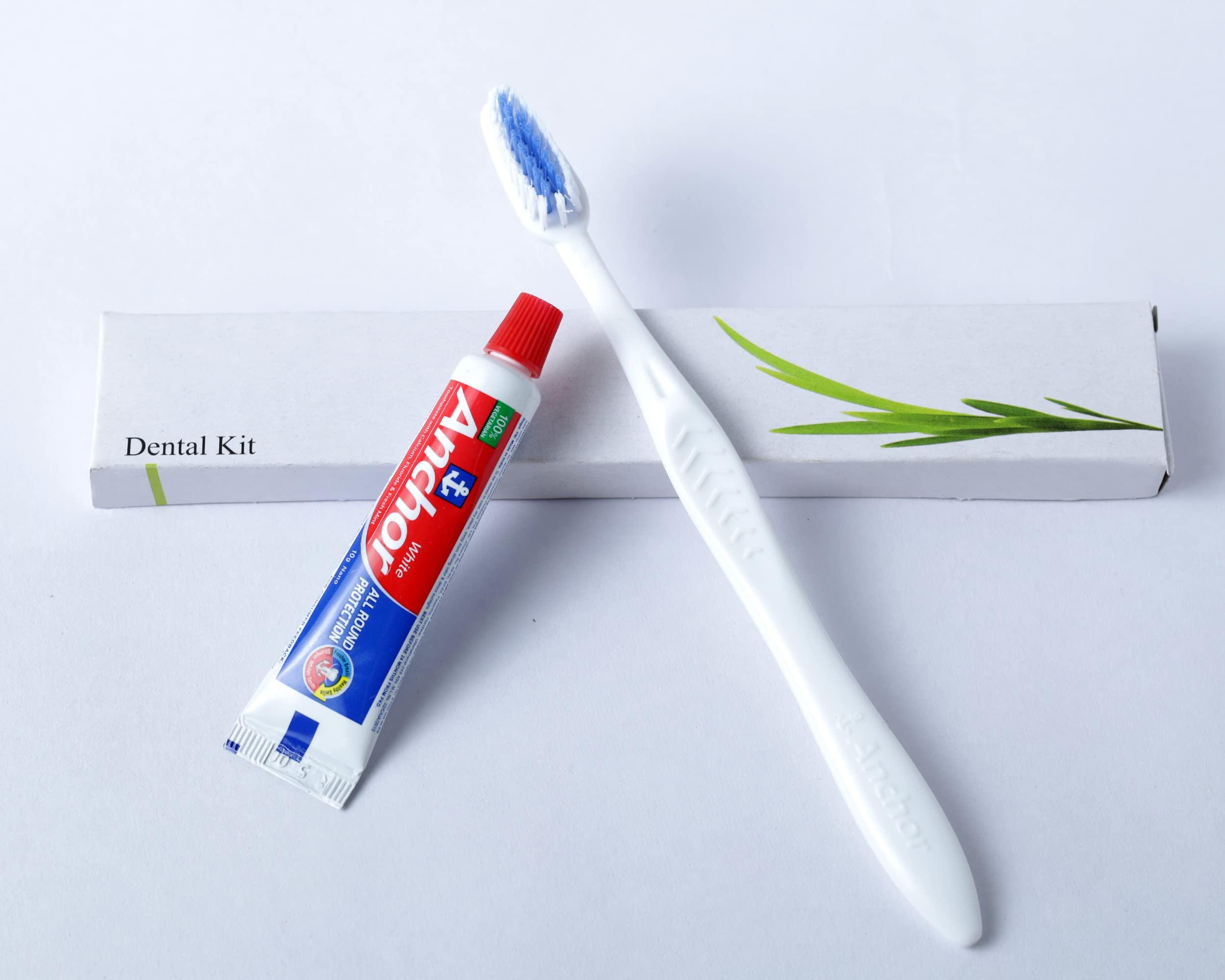 Sevenhills Toiletries Sevenhills Toiletries 100 Sets Hotel Accessories,Hotel Kit,Guest Room Amenities,Marriage Guest Toiletry Kit Hospital Kit Dental Kit (1 Toothbrush & 1 Toothpaste 8g) (Pack of 100 Sets)