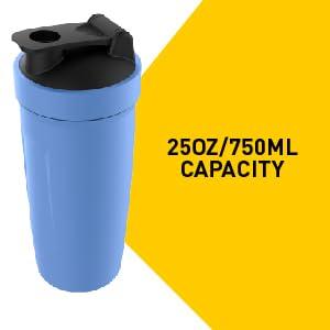 MuscleBlaze MuscleBlaze Steel Shaker 750 ml with Steel Whisk, Leakproof Gym Shaker Bottle for Supplements, Blizzard Blue