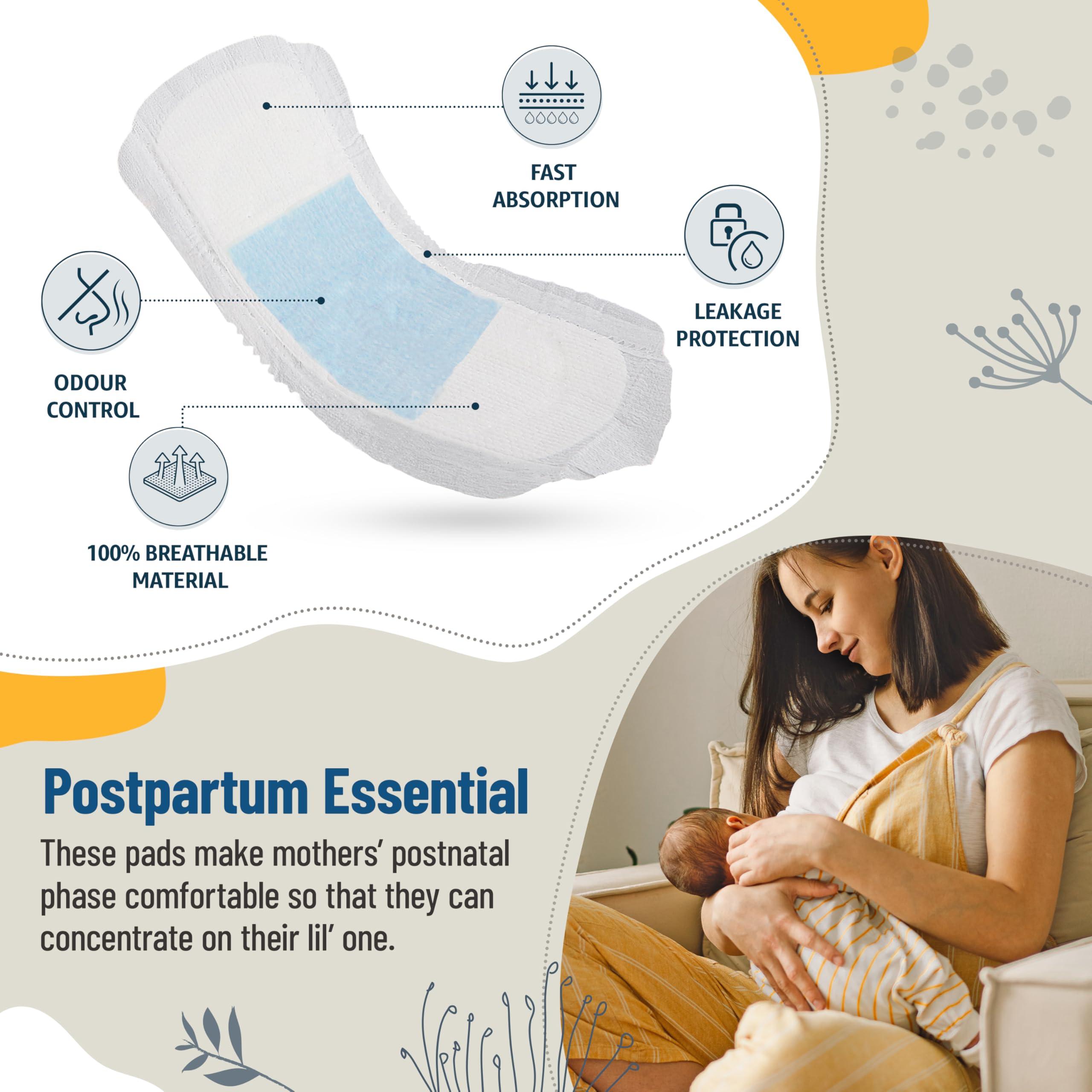 LuvLap LuvLap Extra Absorbent Maternity Pads, 10\'s x 3 Pack (30 Pads), 0-2 Weeks Post-Birth, After Delivery Pad for Heavy Flow, Sanitary Pads for Women, Ultra Soft Pads for Maternity Flow,Postpartum Bleeding