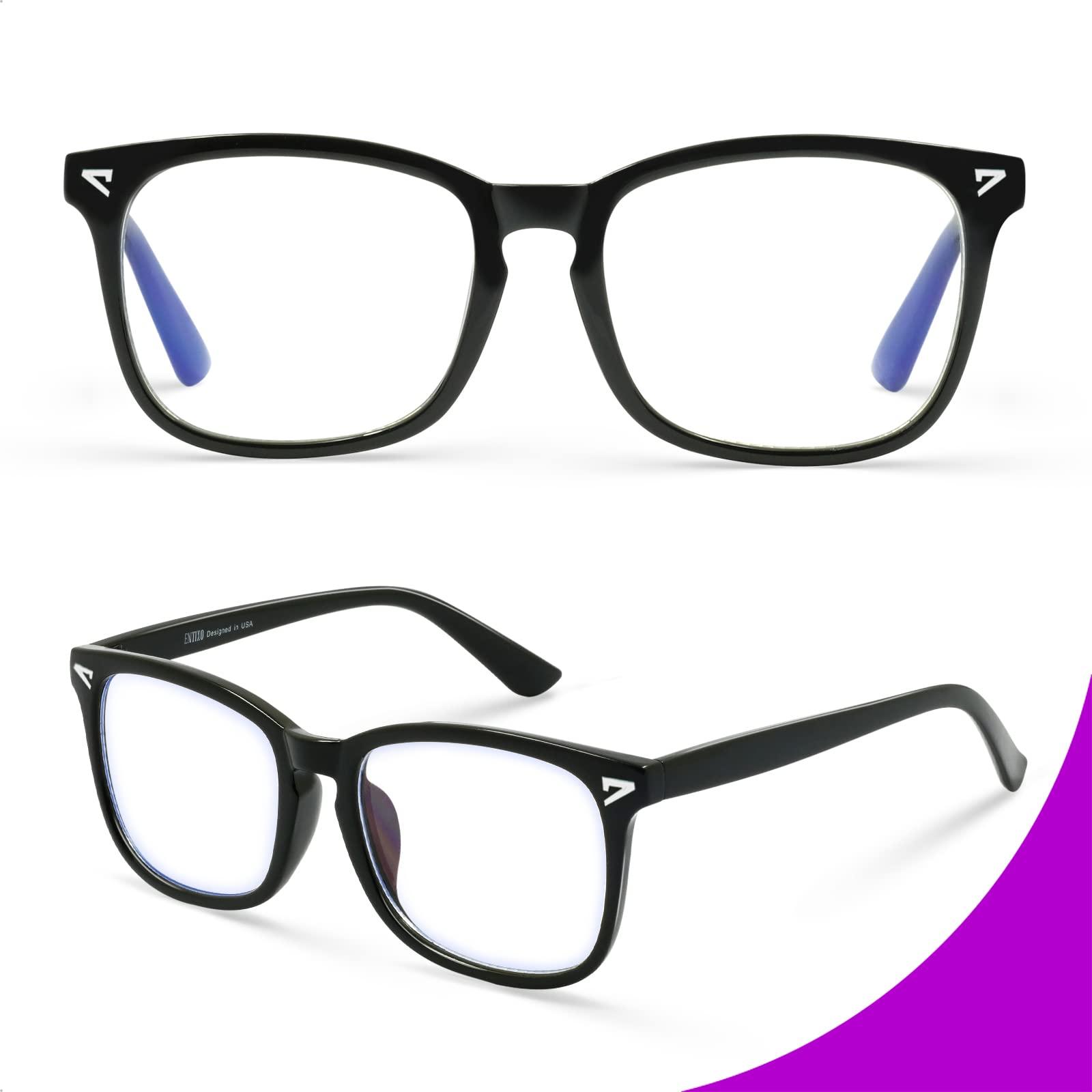 VISOONE Blue Light Blocking Glasses Square with Anti Computer Glare for Gaming Reading Women and Men, Black, Large