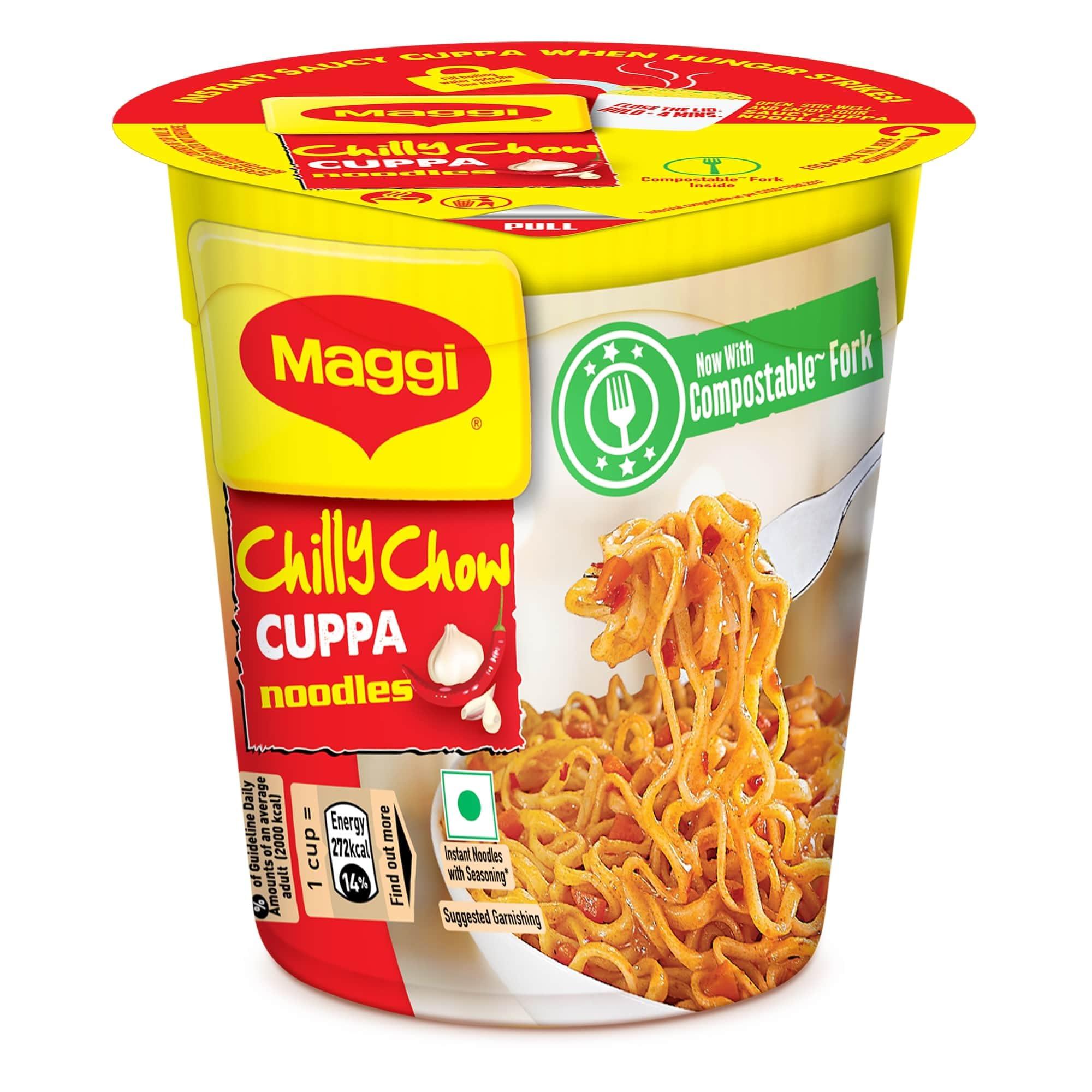 MAGGI MAGGI Instant Cuppa Noodles, Chilly Chow | Slurpy Saucy Taste With Extra Veggies, Vegetarian, 70 Gm