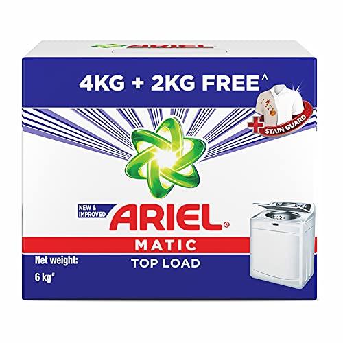 Ariel Ariel Matic Top Load Detergent Washing Powder - 4 kg with Free Detergent Powder - 2 kg - Pantry & Ariel Matic Liquid Detergent Top Load Refill Pouch, 2 Litre