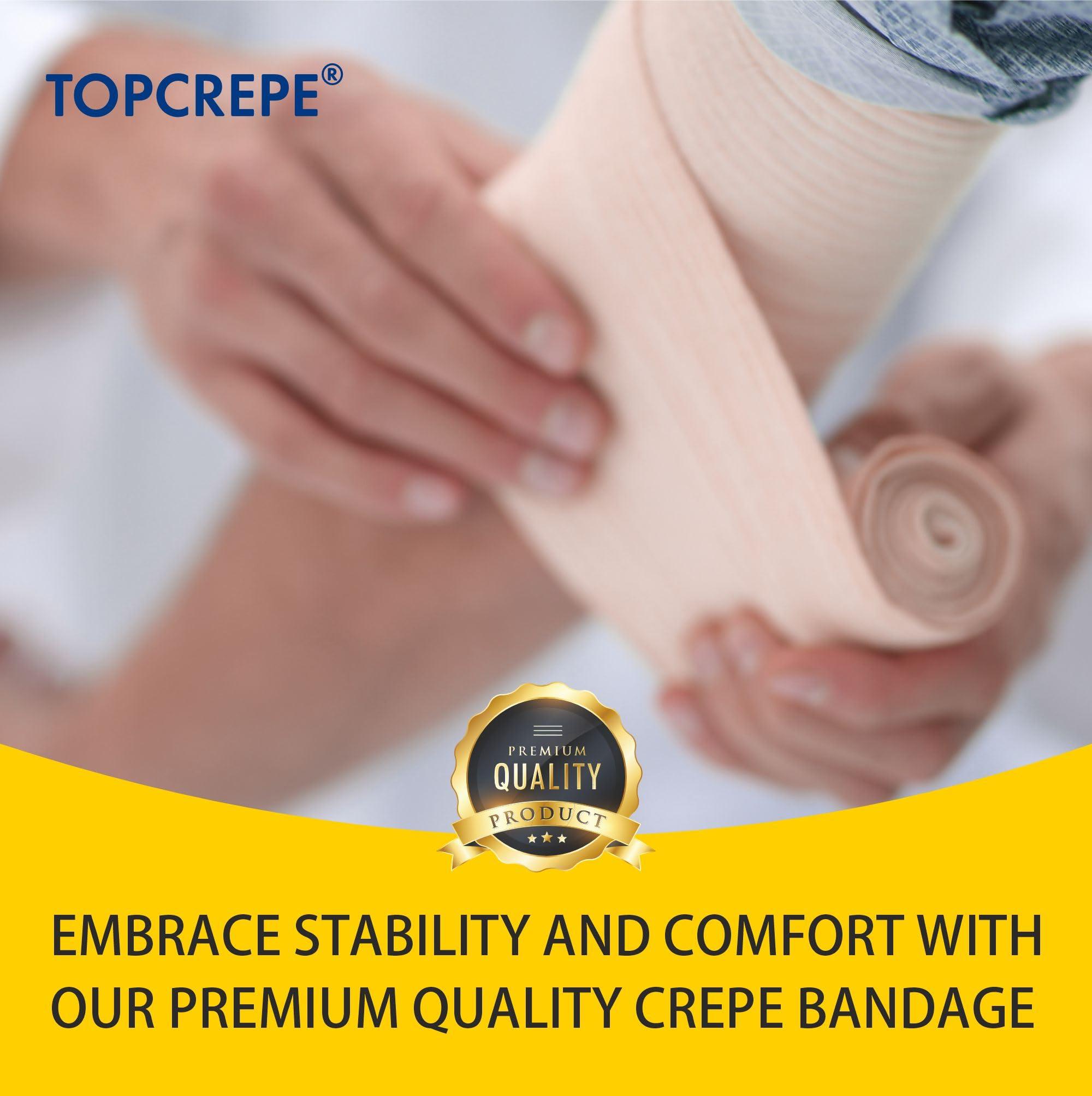 Top Crepe TopCrepe Cotton Crepe Bandage (Width 8 cm x 4 m Stretch Length) | Pain Relief for Sprains and Strains in Joints and Muscles | Pack of 1