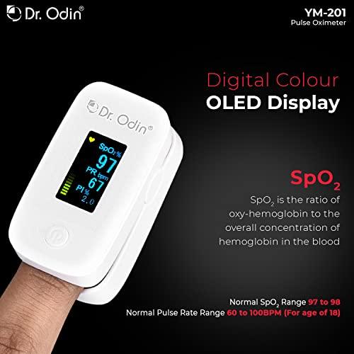 Dr. Odin Dr. Odin YM-201 Fingertip Pulse Oximeter with LED Display and Auto Power Off, Perfusion Index and SpO2 (White, 1 Year Warranty)