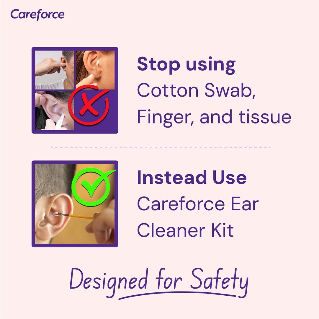 Careforce - The Force Behind Your Health Careforce - The Force Behind Your Health Ear Cleaning Kit Steel Ear Cleaner Reusable Ear Wax Remover Tool Kit Set With Storage Pack, Ear Curette Cleaner And Spring Ear Buds Cleaner 6 Pcs Set Yellow