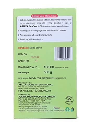 ANUJA FOODS INTERNATIONAL AJANTA Corn Flour, Carton (Makka Atta), 500g