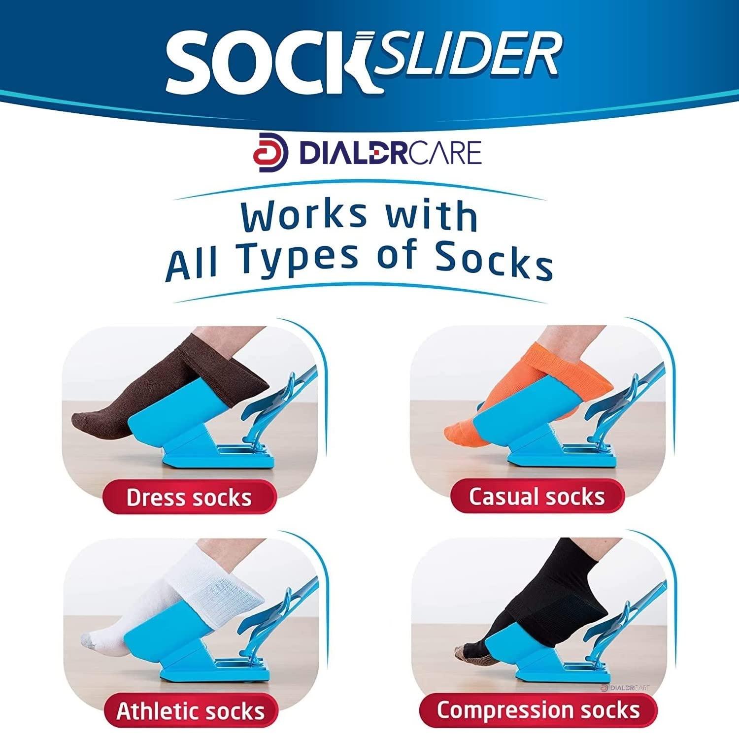 DIALDRCARE DIALDRCARE Sock Slider - The Easy on, Easy off Sock Aid Kit | Sock Aid Tool for Elderly, Disabled, Pregnant, Diabetics - Pulling Assist Device - Socks Helper (BLUE)
