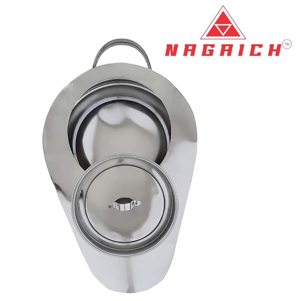 NAGAICH Nagaich Bedpans for Elderly Men, ale Bedpan Heavy Duty Smoothed Countoured for Bed-Bound Patient,Stainless Steel Bed pan for Medical Centers and Home Use stainless steel (pack of 1)