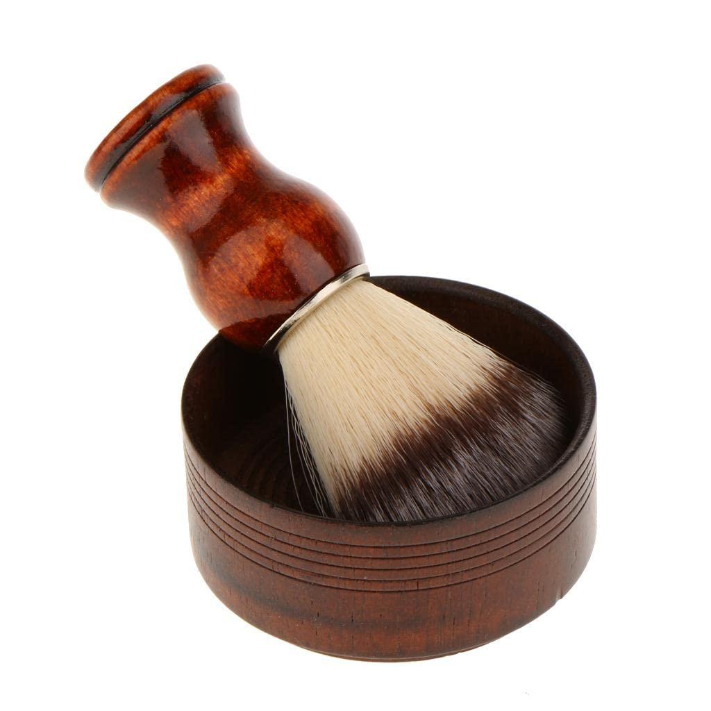 VMS INDIA VMS INDIA Wood Men\'s Bristle Shaving Brush Shave Mug Bowl Barber Beard Soap Cup Set