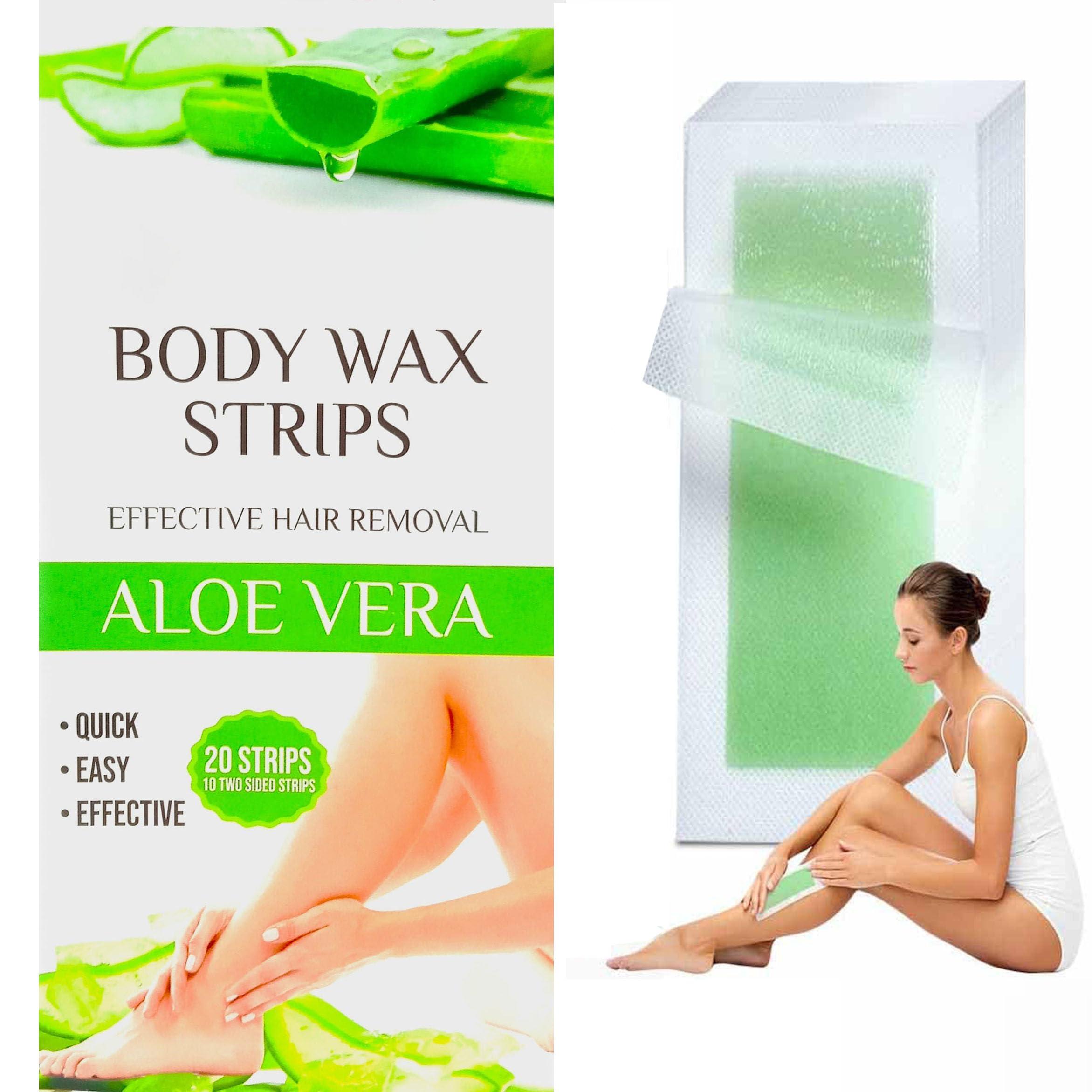 Zusaca Zusaca Wax Strips for Hair Removal, Waxing Strips, Bikini Wax, Bikini Wax Kit, Wax Strips for Brazilian Waxing, Waxing Strips for Body, Legs, Arms, Chest - 20 pc Strip. (Aloe Vera)