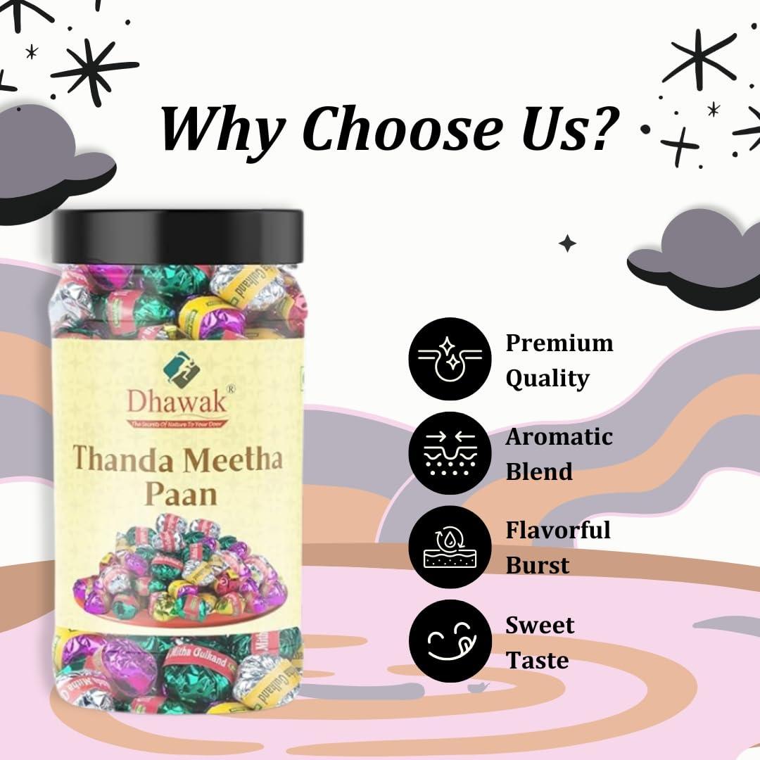 DHAWAK Dhawak Thanda Meetha Paan 600 gm Home Made Paan Mukhwas Paan Laddu Mouth Freshner | Digestive, After-Meal,Mukhwas Gulkand Paan Laddu Paan Mukhwas [Jar Pack]