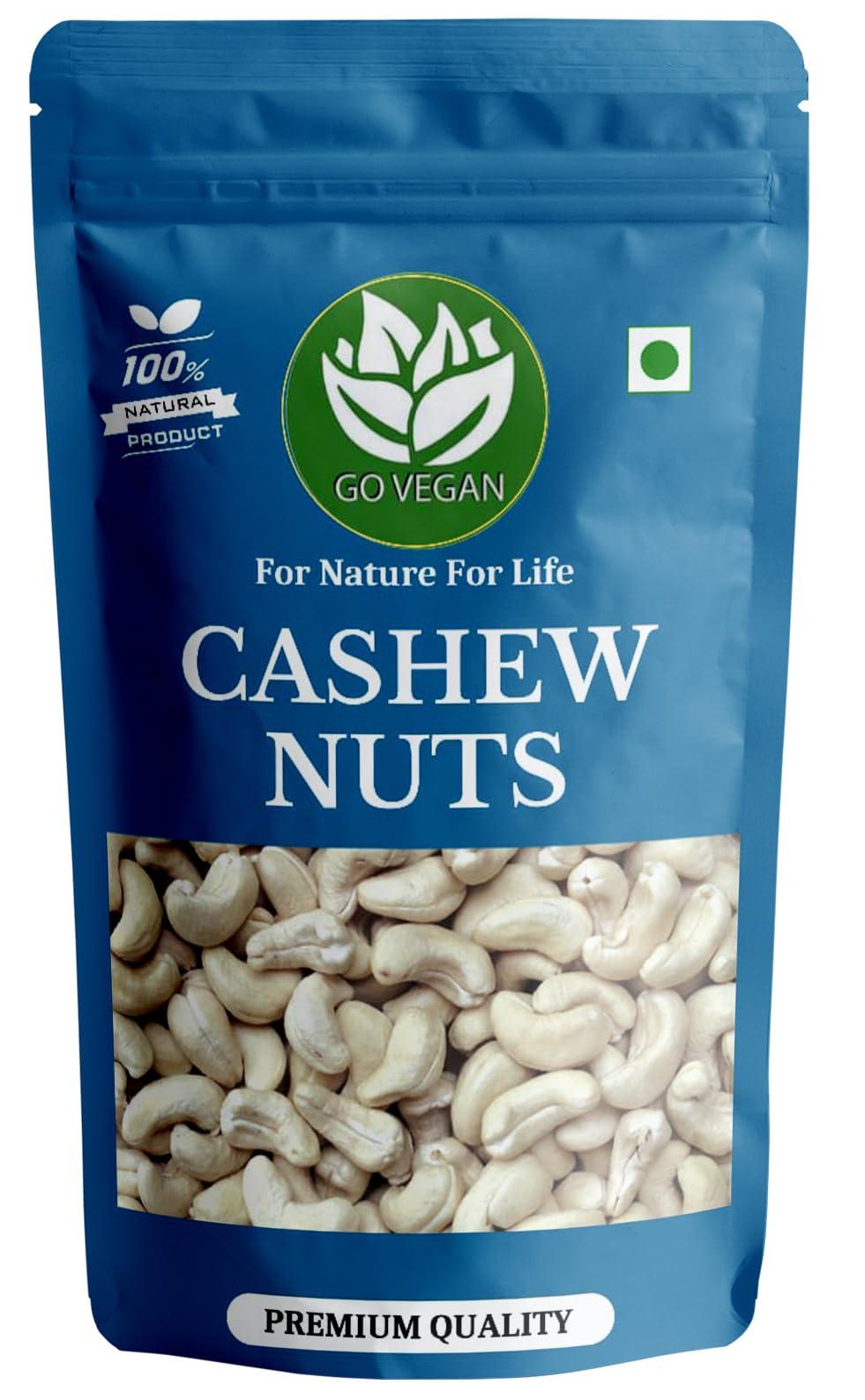 Go Vegan Go Vegan Cashews Nuts - 500GM | Kaju W360 Medium Size Gluten Free & Plant based Protein