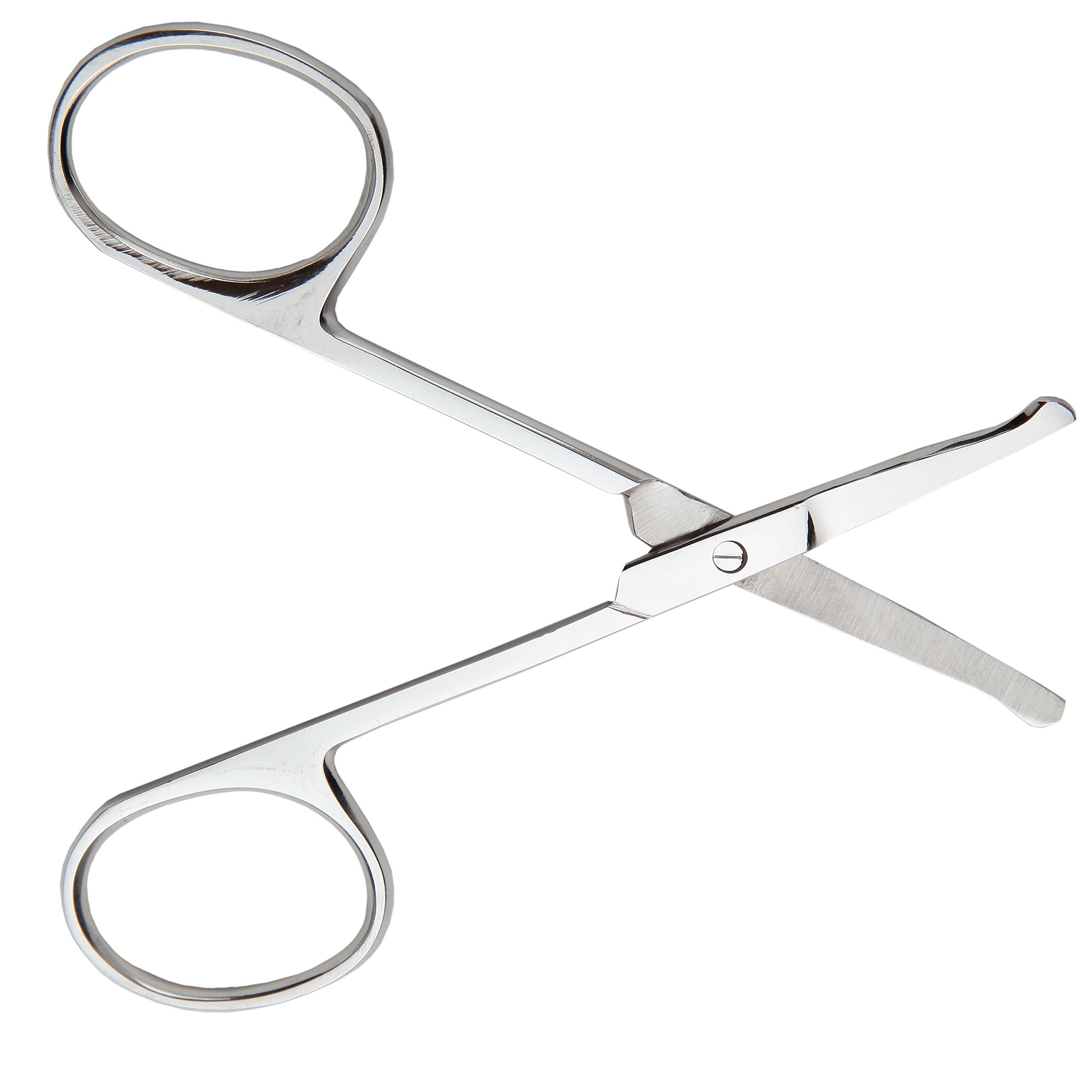 Precision+Personal+Care 3.5 , Mirrored : Precision 3.5" Rounded Nose Hair Trimmer Safety Scissors - Round Tip for Ear, Eyebrow, Beard & Mustache Trimming