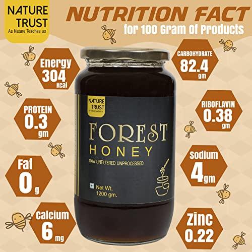 NATURE TRUST Nature Trust Raw Organic Forest Honey,1200 Gram, Wild, Unprocessed, Unheated, Non Pasteurized, Original Honey 100% Pure and Natural (1.2 Kg)