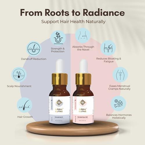 Nabhi Sutra Nabhi Sutra Hair Growth Support Oil - Hair Fall, Dandruff Control Oil + Period/Menstrual pain Relief Oil - | Instant Relief from Menstrual Cramps for women - Belly Button OIl